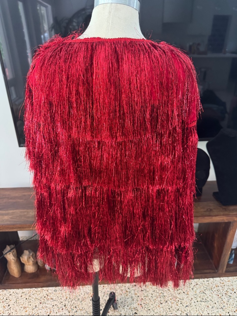 Fever Red Fringe Open Cardigan - Picture 2 of 2